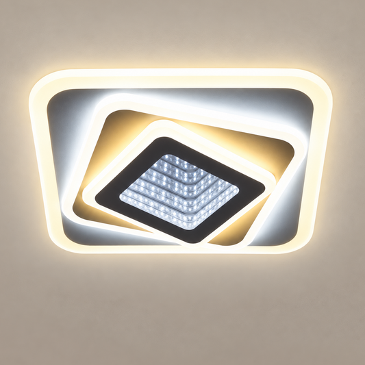 Lustra LED NEXA 3D 46W, Patrata, lumina Rece/Calda/Neutra , Alb