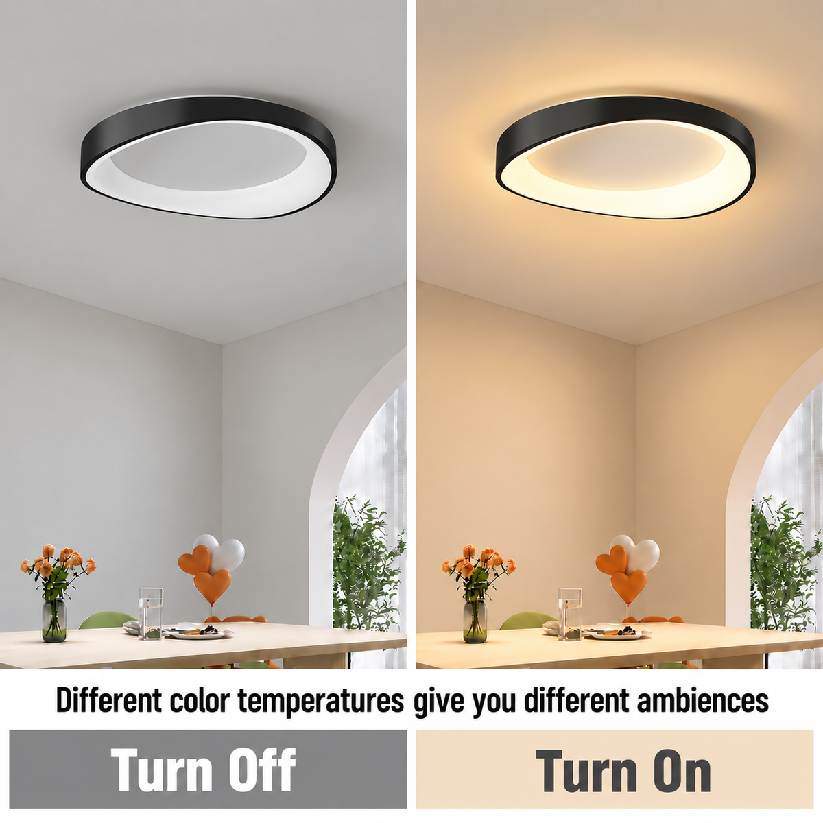 Lustra LED cu Telecomanda, PL103/520BK, 29W, Diametru 50cm, Lumina Calda/Rece/Neutra, Negru