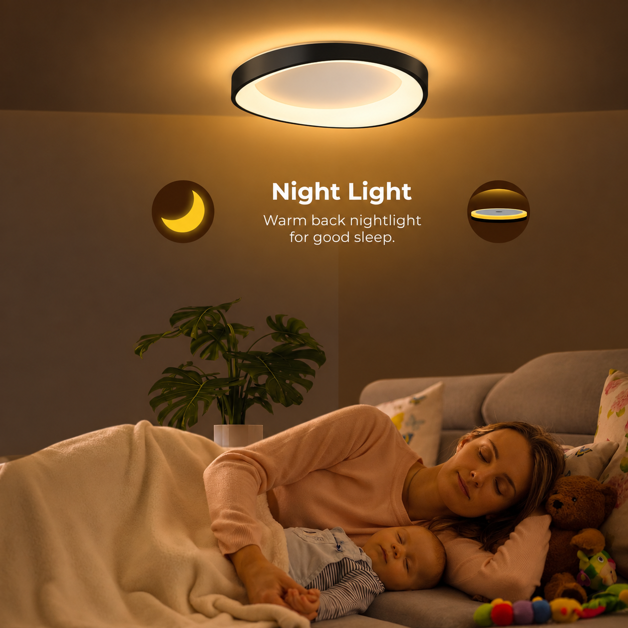 Lustra LED cu Telecomanda, PL103/520BK, 29W, Diametru 50cm, Lumina Calda/Rece/Neutra, Negru