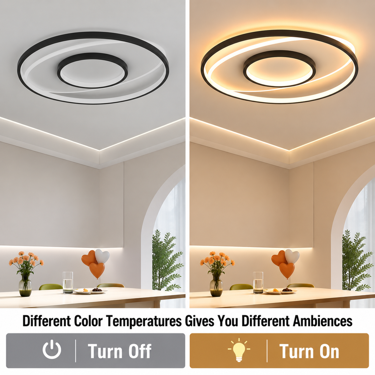 Lustra LED cu telecomanda FIGURATO, 63W, 3 Cercuri, lumina Rece/Calda/Neutra, Dimabila, Negru