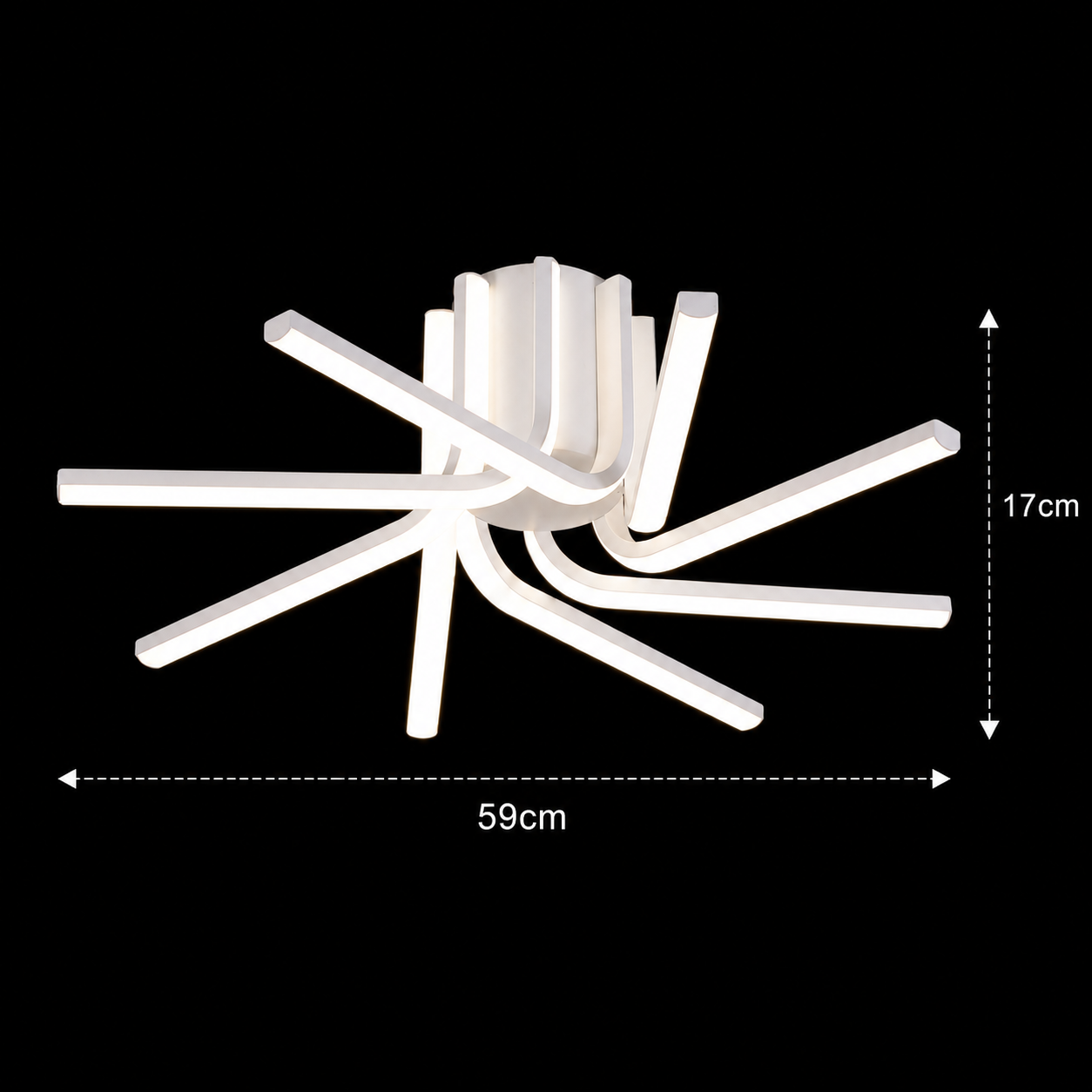 Lustra LED cu telecomanda IBANE, 8 surse, 3000K/4000K/6000K, 128W, Metal și Silicon, Alb