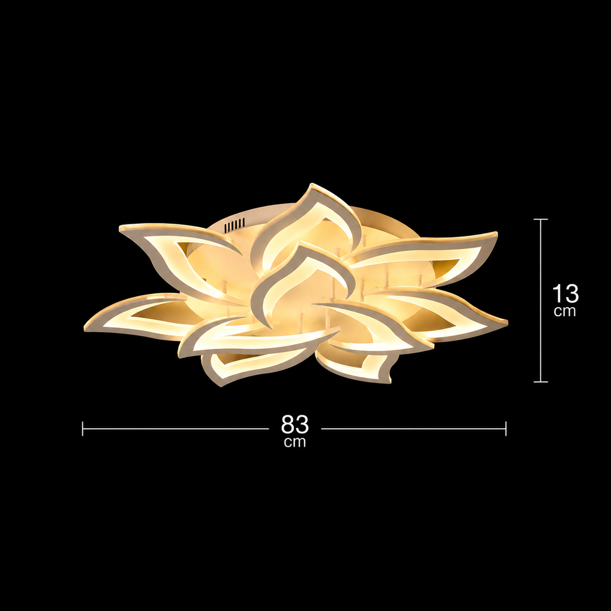 Lustra LED cu telecomanda LOTUS 91W, 9 Petale, lumina Rece/Calda/Neutra, Dimabila, Alb