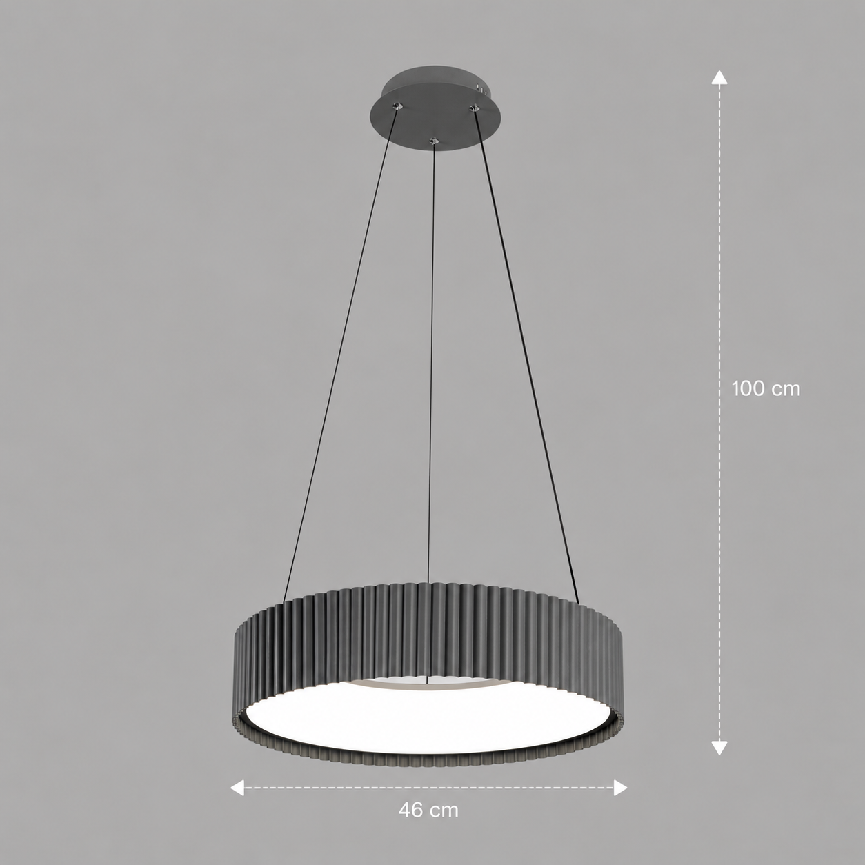 Lustra LED cu telecomanda SCHECTE, 3000K/4000K/6000K, 70W, Metal și Plastic, Gri