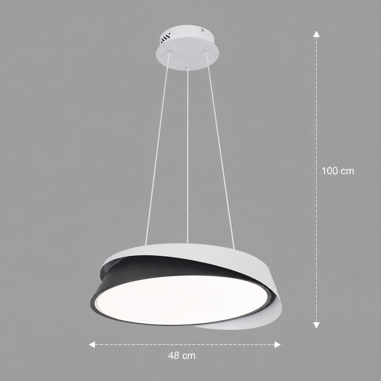 Lustra LED cu telecomanda SCHECTE, 3000K/4000K/6000K, 96W, Metal și Plastic, Alba+Neagra