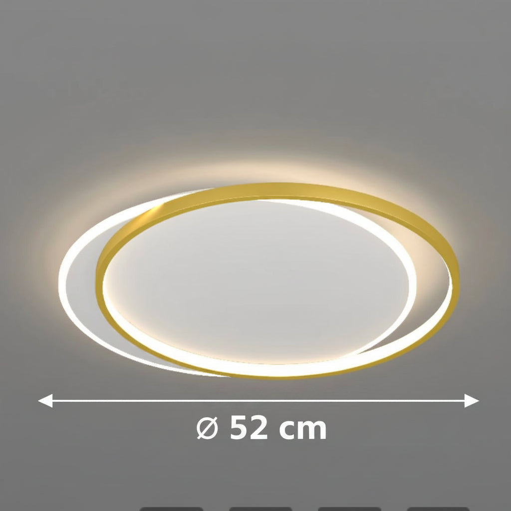 Lustra LED cu telecomanda SOLARA 51W, 2 Cercuri, lumina Rece/Calda/Neutra, Dimabila, Auriu Alb Lustre LED cu Telecomanda Default Title Alessandro Design