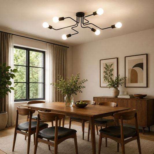 Lustra MODERNIST Hexa 6, 6x E27, Negru, Design Modern