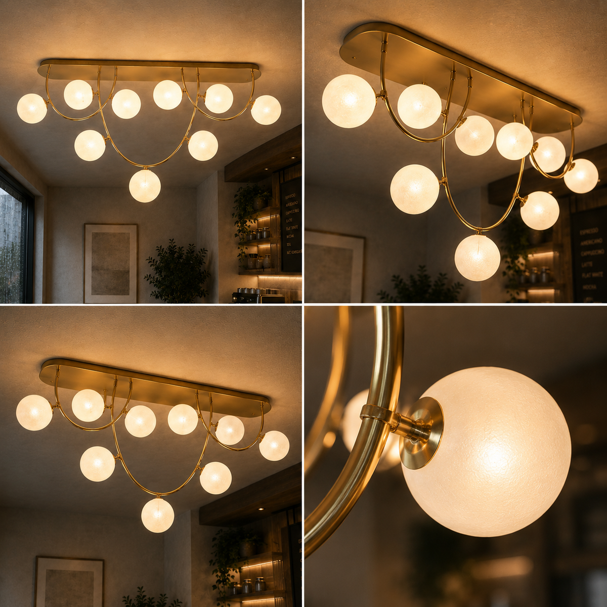 Lustra Moderna QUVA Supremo, 9 x G9, Lungime 80cm, Metal, Auriu