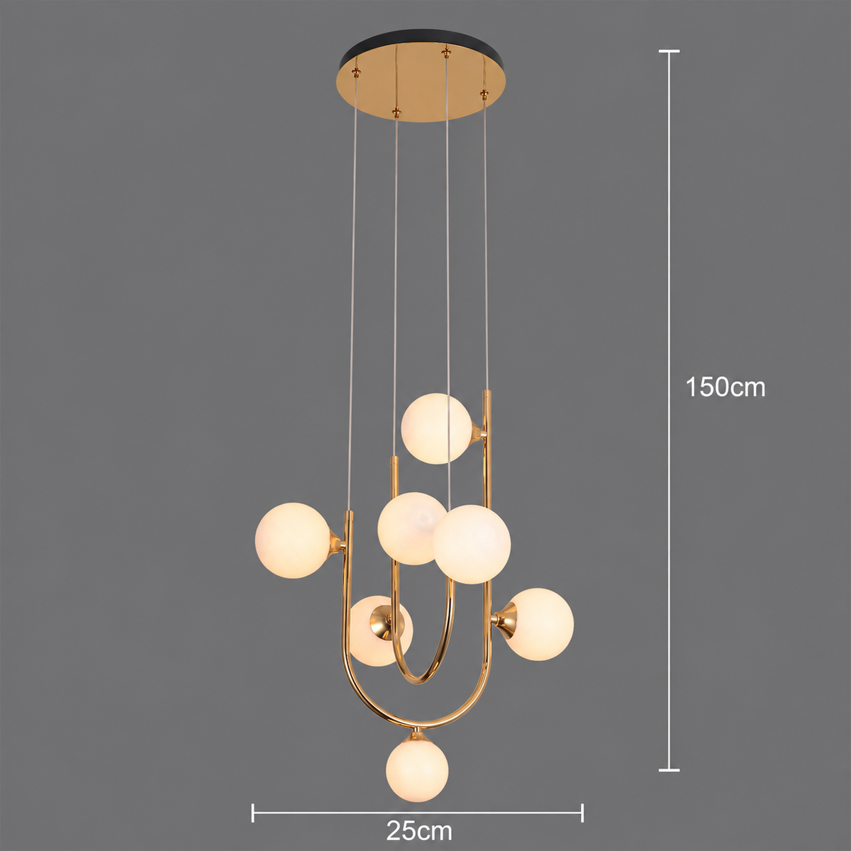 Lustra Suspendata GIJDUVAN Petito, 7 x G9, Diametru 25cm, Metal, Auriu, Inaltime Reglabila