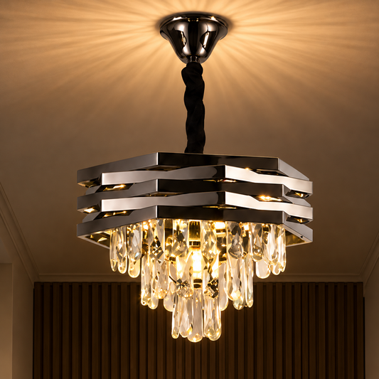 Candelabru Cristal HEXA Ø37cm 5xE14 Negru
