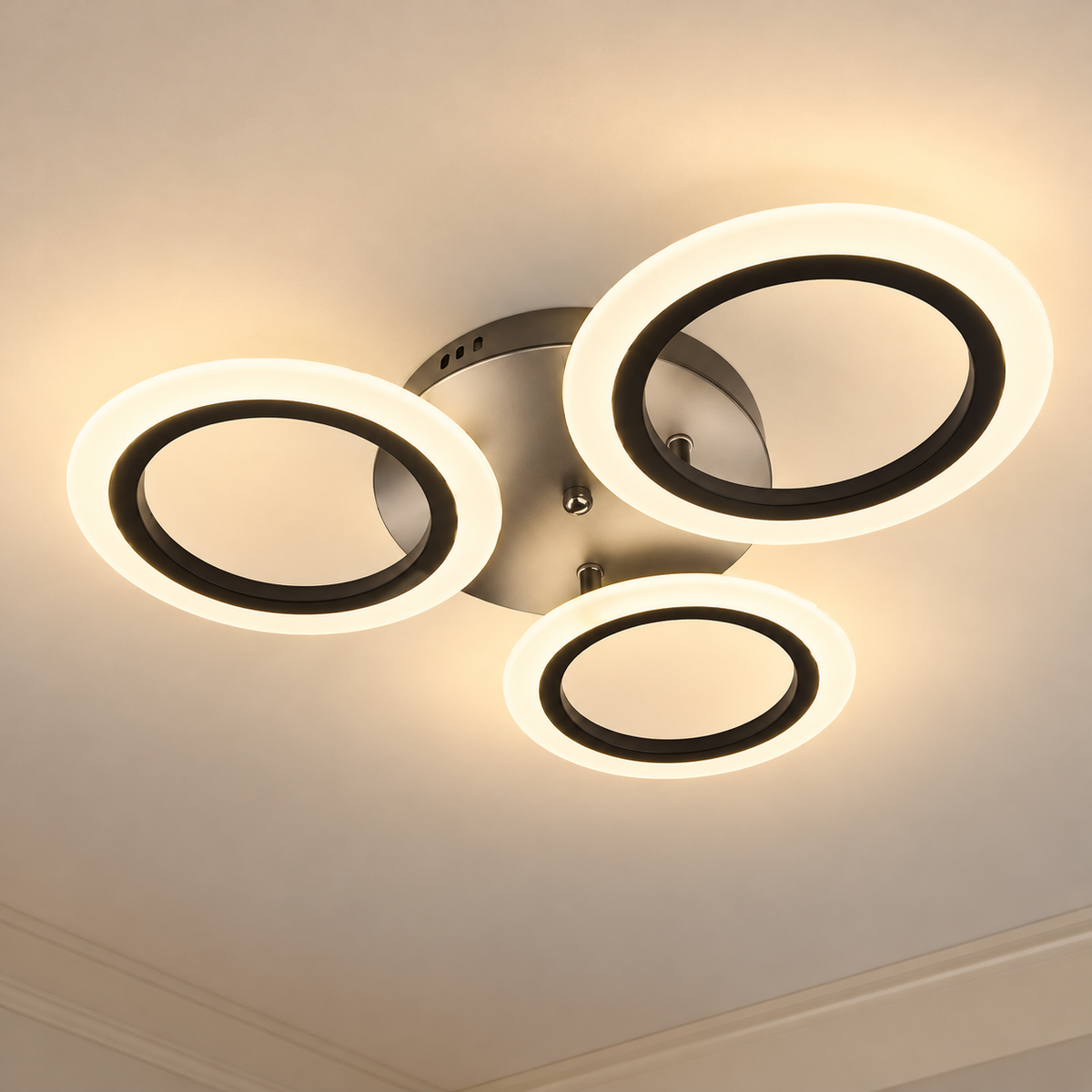 Lustra LED MARA 41W, 3 Cercuri, lumina Rece/Calda/Neutra, Negru