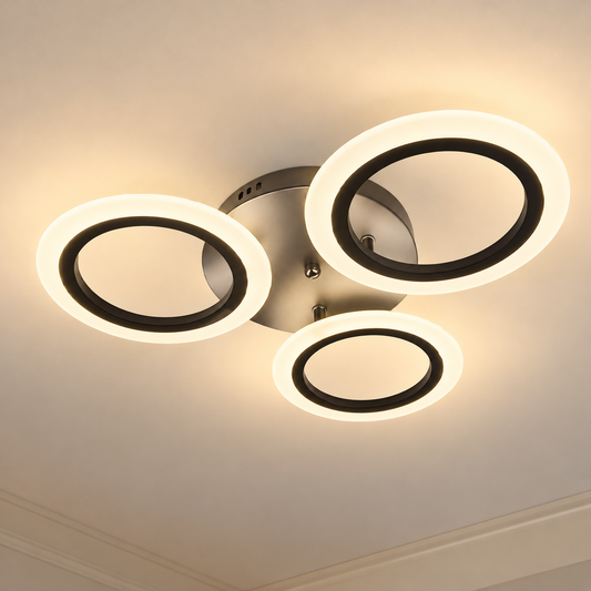 Lustra LED MARA 41W, 3 Cercuri, lumina Rece/Calda/Neutra, Negru