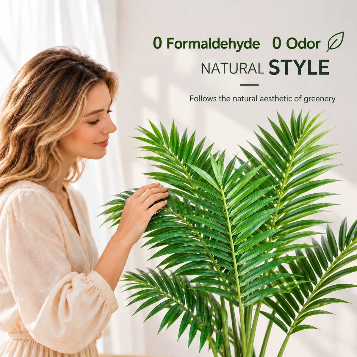 Planta Artificială Copac Tip Palmier Kentia, Cu Frunze Elegante, 200 cm, 15 frunze, Verde, cu Ghiveci