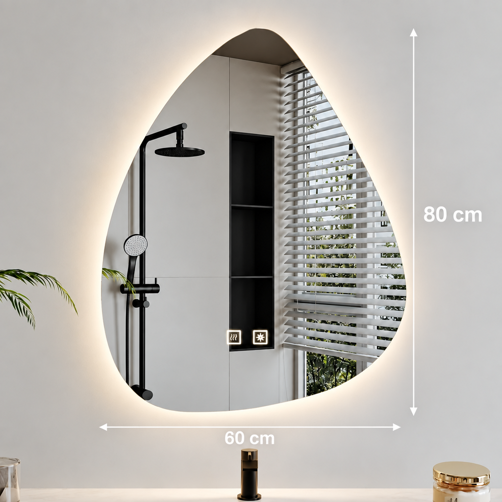Oglinda LED Organica 60x80cm, Lumina Rece, Sistem Dezaburire, Dimabila