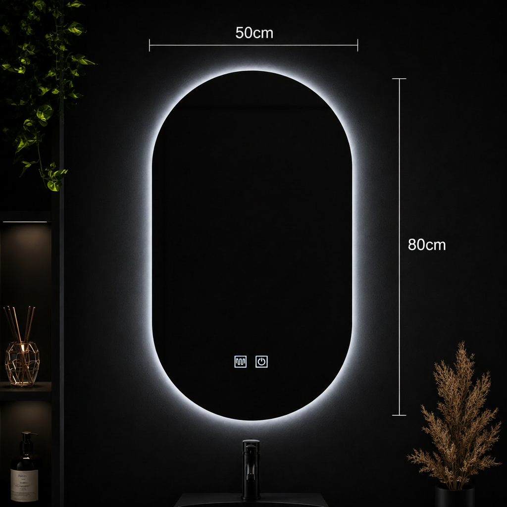 Oglinda LED Ovala, 50X80cm, E14S/50X80, Touch, Sistem Dezaburire