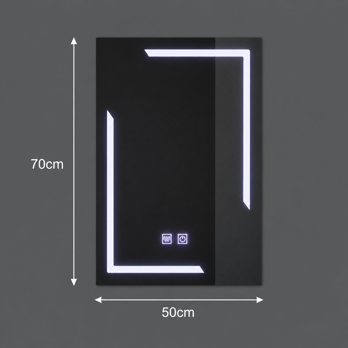 Oglinda LED Rectangulara, 50x70cm, ECLISSA Touch, Sistem Dezaburire, Dimabila