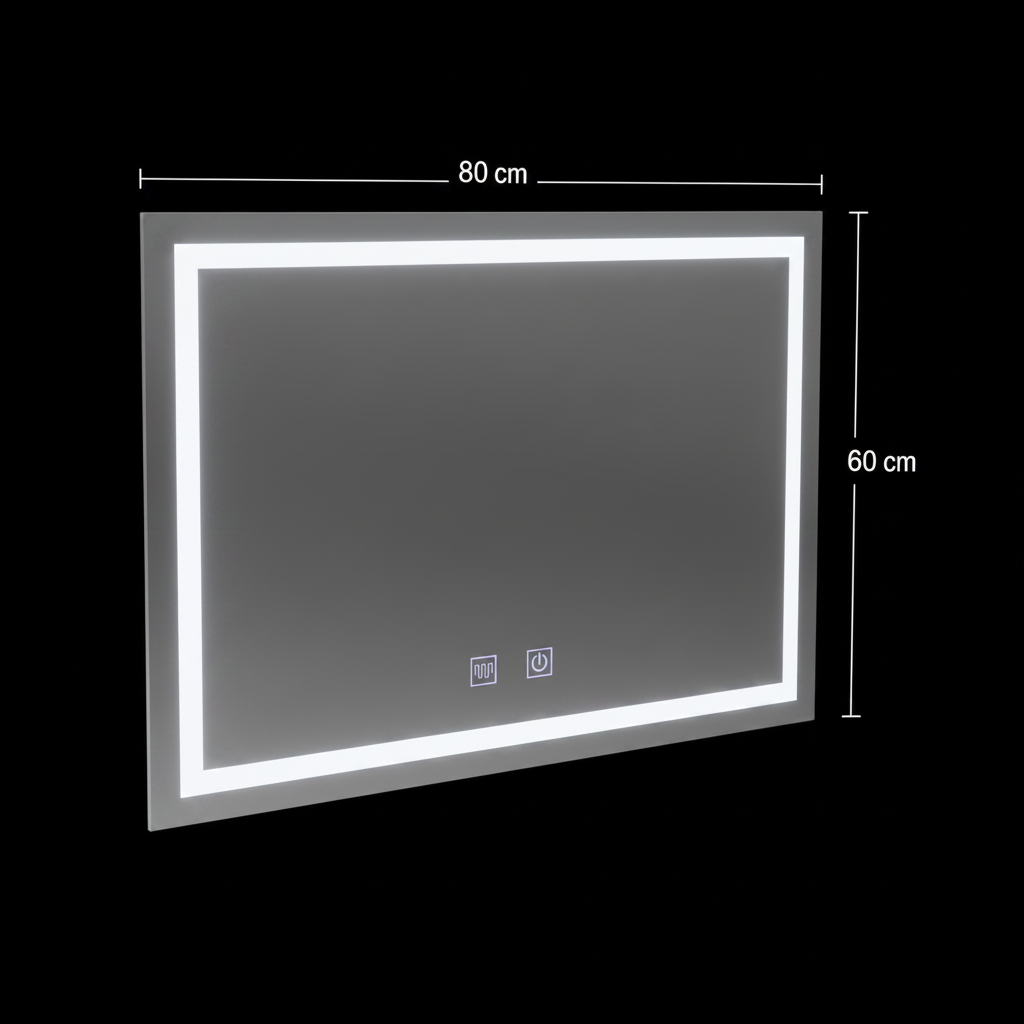 Oglinda LED Rectangulara, 80x60cm, RADIANTE Touch, Sistem Dezaburire, Dimabila