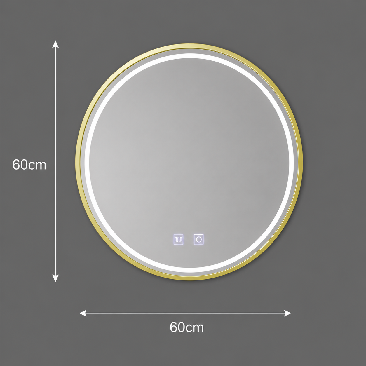 Oglinda LED Rotunda, 60cm, Glanz Touch, Sistem Dezaburire, Dimabila