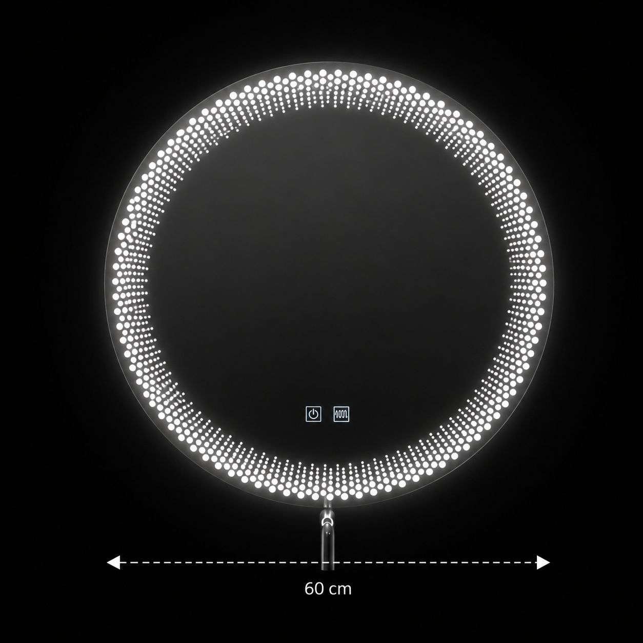 Oglinda LED Rotunda Nexos, 60cm, 24W, Lumina Calda/ Rece/ Neutra, Senzor, Sistem Dezaburire, Ceas, Dimabila