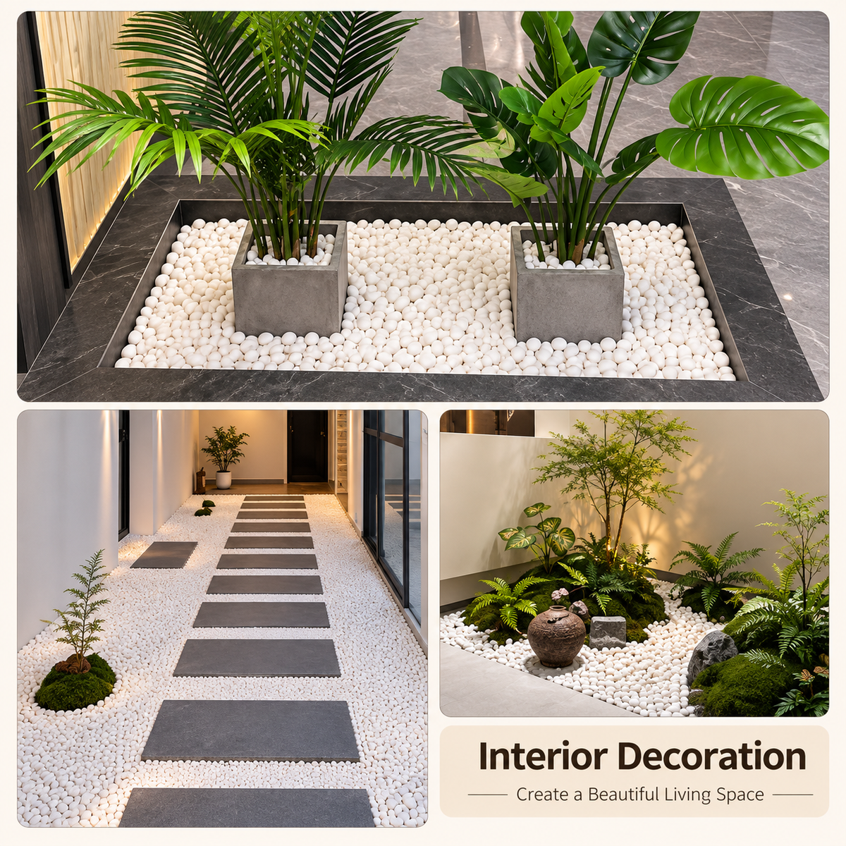Pietre Decorative Albe pentru Gradina, Marime Mica, 20 kg
