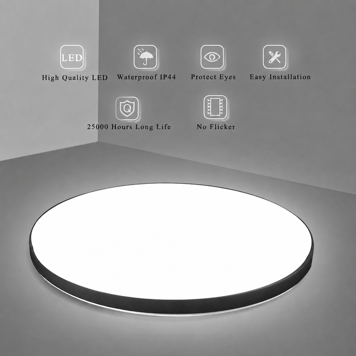 Plafoniera LED SOLIS 37cm 32W Lumina Rece Negru