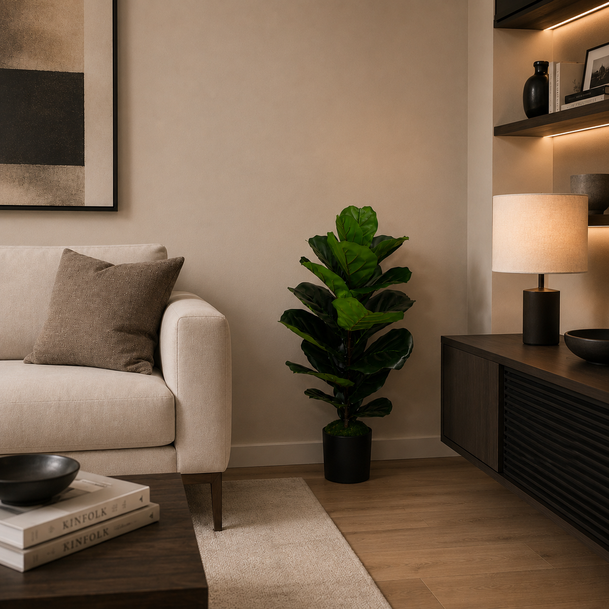 Planta Artificială Copac Tip Ficus, 2 Ramuri, 67 cm, Verde, cu Ghiveci