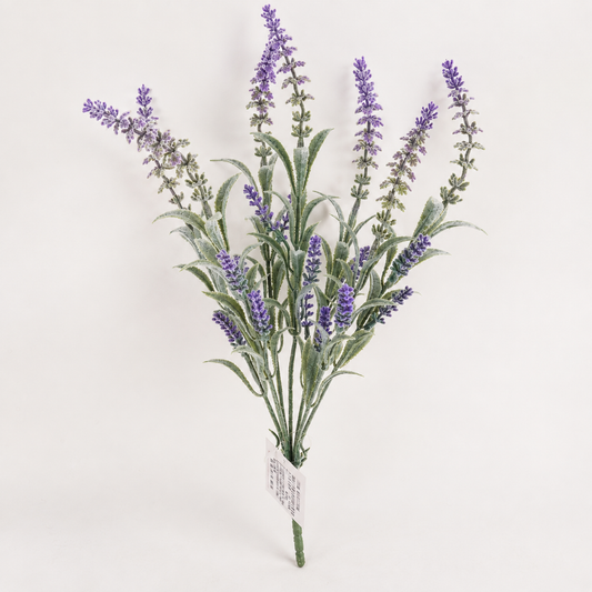 Planta Artificiala, Floare Decorativa de Lavanda, 7 Ramuri, 45 cm, Mov si Verde, Set de 2 Bucati