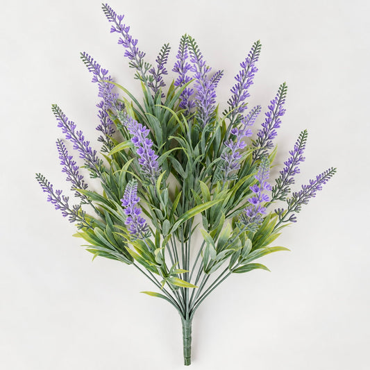 Planta Artificiala, Floare Decorativa de Lavanda, 18 Ramuri, 54 cm, Mov si Verde, Set de 2 Bucati