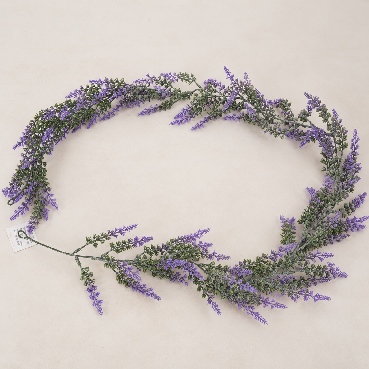 Planta Artificiala Ghirlanda Decorativa de Lavanda, Aspect Bogat, 185cm, 122 Ramificatii, Verde si Mov, Set de 2 Bucati