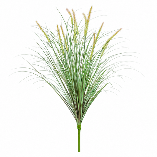 Planta Artificiala Iarba Ornamentala Tip Coada Vulpii, 100 cm, cu 12 Spice, Verde si Roz, Fara Ghiveci