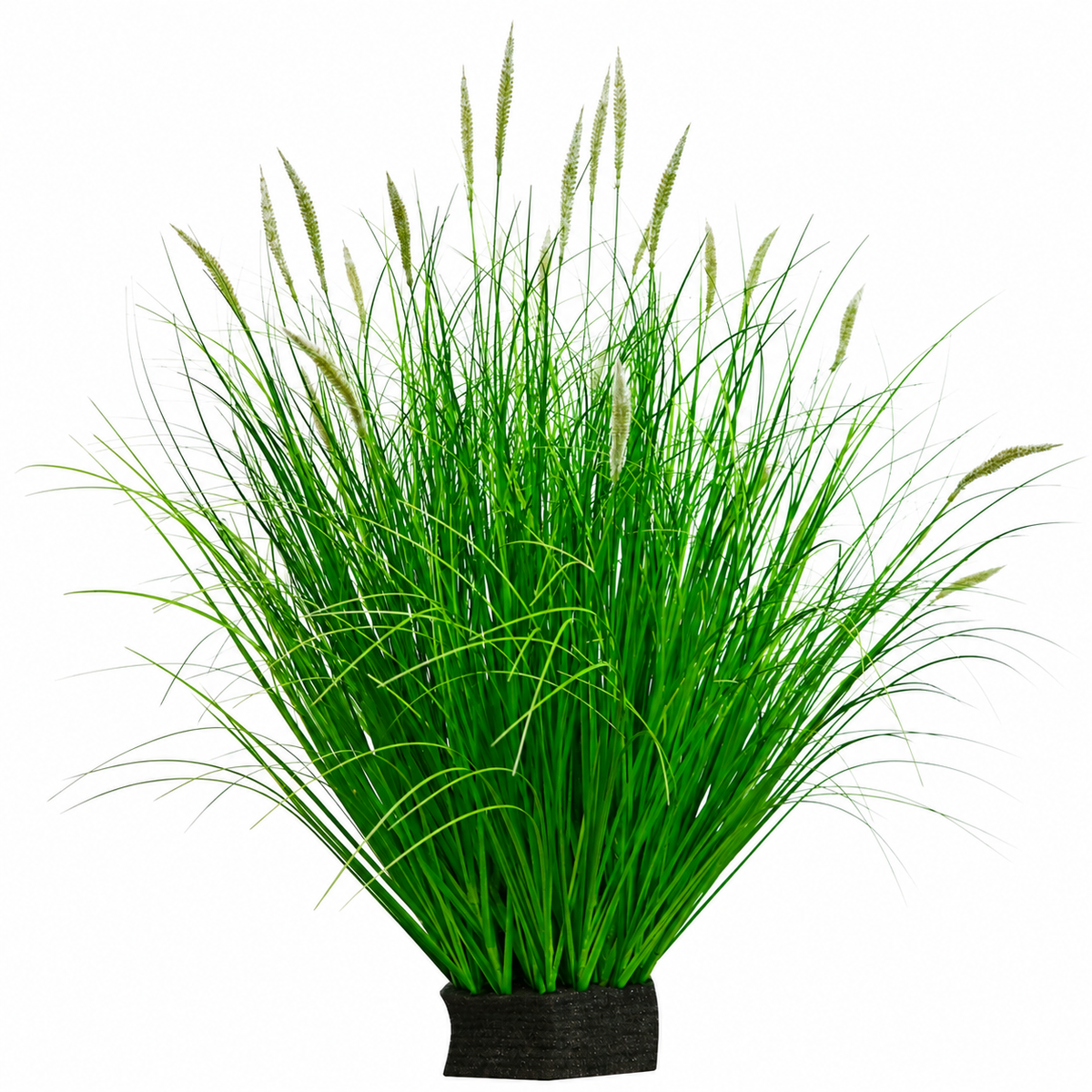 Planta Artificiala Iarba Ornamentala Tip Coada Vulpii, 80 cm, cu 33 Spice, Verde si Alb, Fara Ghiveci