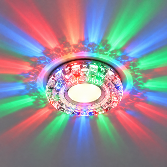 Spot LED ORBITA, 5W, Rotund, Lumina Rece + RGB, Alb, Rasina si Sticla