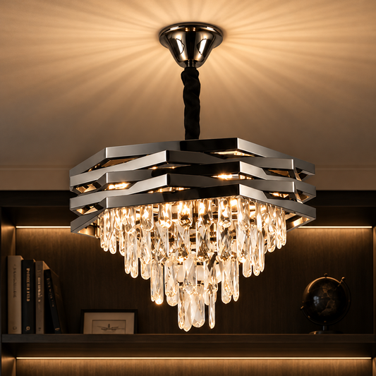 Candelabru Cristal HEXA Ø48cm 8xE14 Negru
