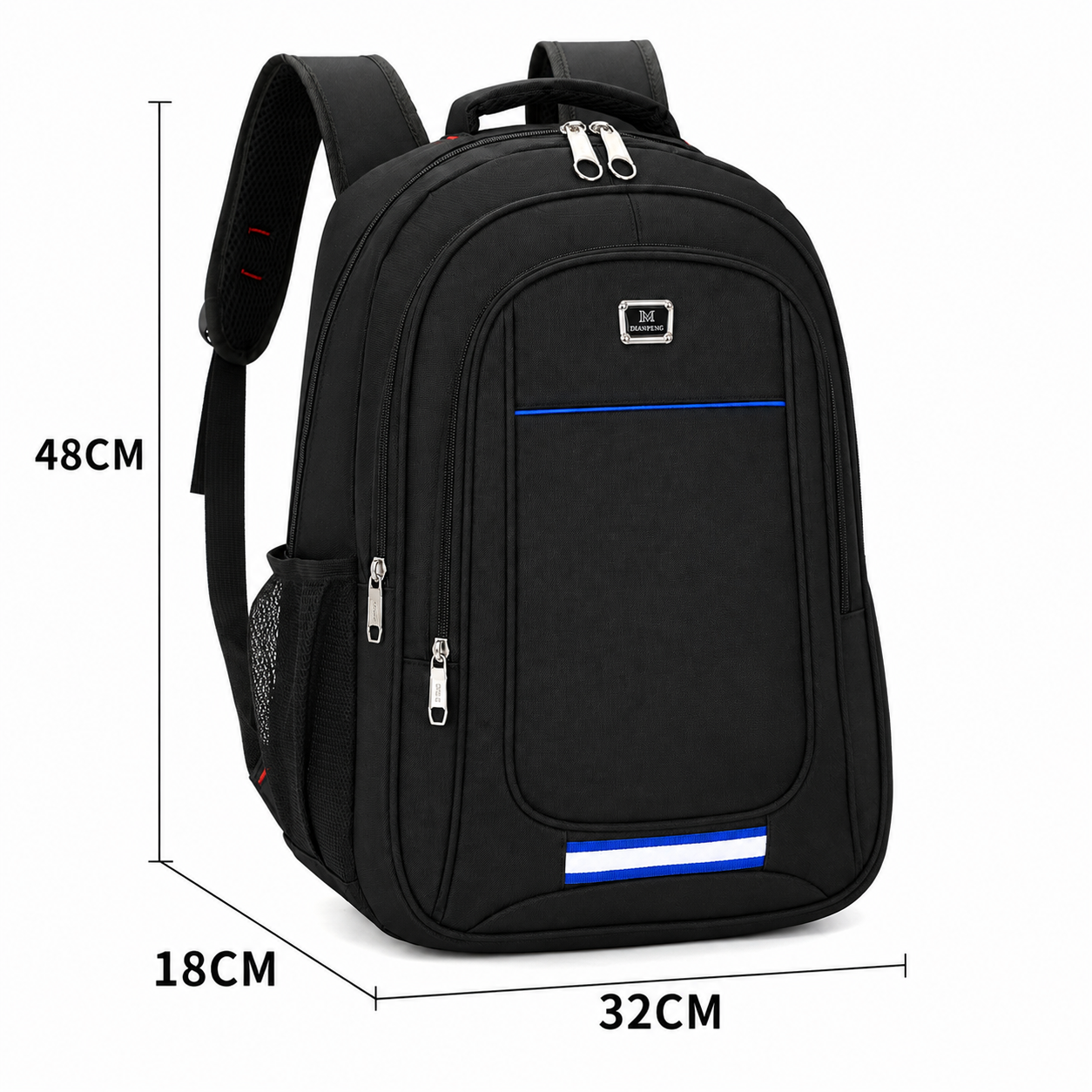 Rucsac Travel Business BAKU, 48x32x18 cm, Oxford, Negru si Albastru