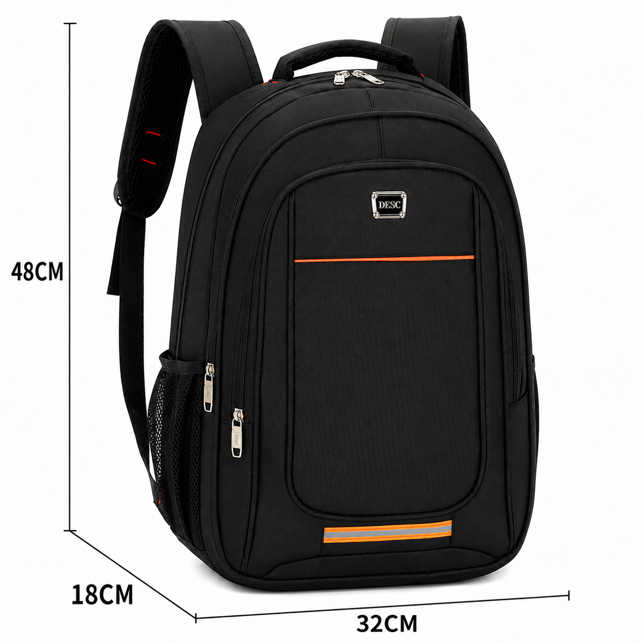 Rucsac Travel Business BAKU, 48x32x18 cm, Oxford, Negru si Portocaliu