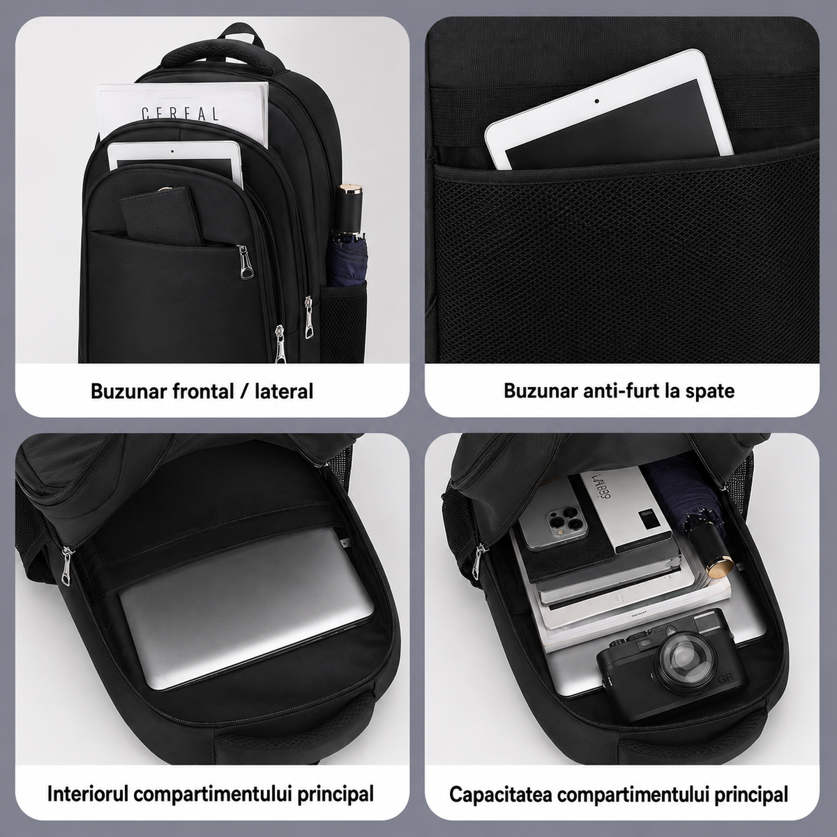 Rucsac Travel Business TALOYOAK, 47x33x15 cm, Oxford, Negru si Verde