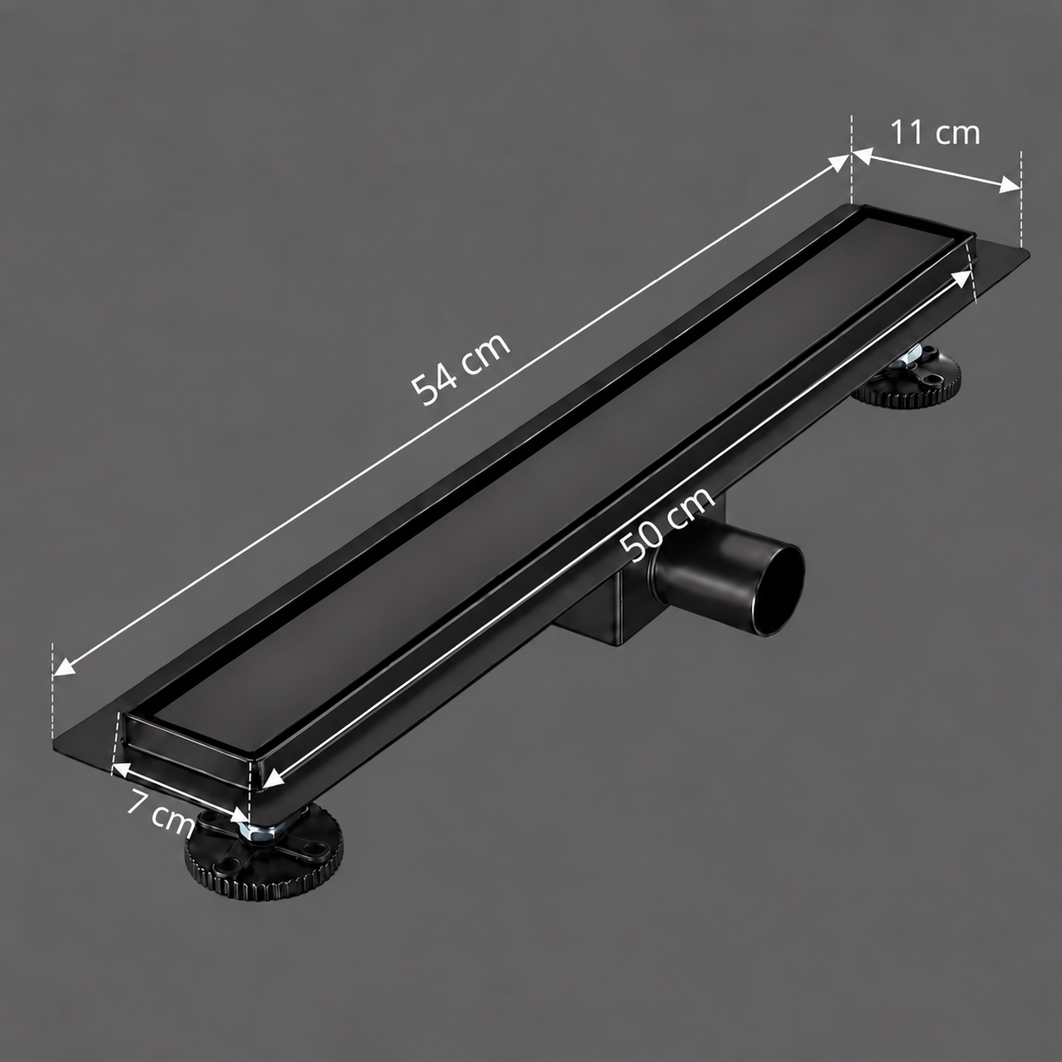Sifon Pardoseala 7 x 50 cm, Inox 304, Negru