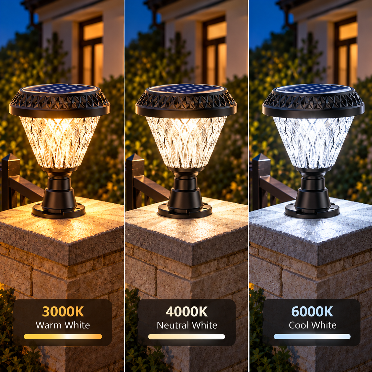 Lampa Solara LED pentru Stalp Exterior KATTAKURGAN, 8W, Lumina Calda/Rece/Neutra + RGB, Forma Rotunda, Aluminiu, Negru, Dimabila