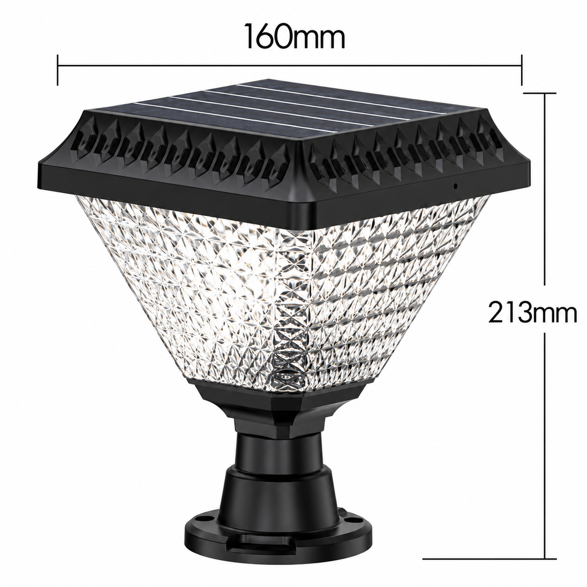Lampa Solara LED pentru Stalp Exterior KATTAKURGAN, 8W, Lumina Calda/Rece/Neutra + RGB, Forma Patrata, Aluminiu, Negru, Dimabila