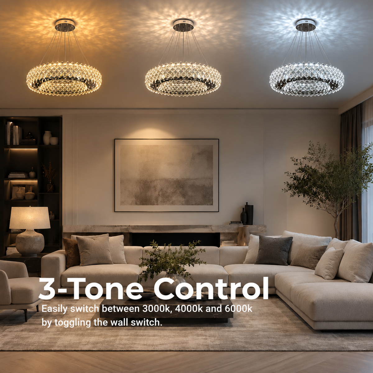 Candelabru Cristal KALTO Nobile, 72W, Lumina Rece/Calda/Neutra, Inaltime Reglabila, Metal si Cristal, Crom Lucios