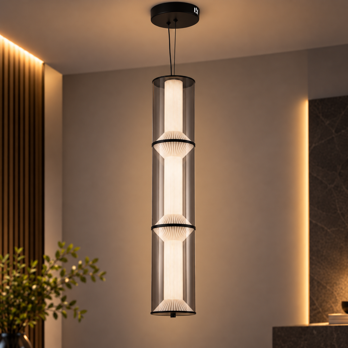 Lustra LED Suspendata cu Telecomanda 78W, Orin, 3 elemente, Inaltime Reglabila, Lumina Calda/Rece/Neutra, Alb, Metal