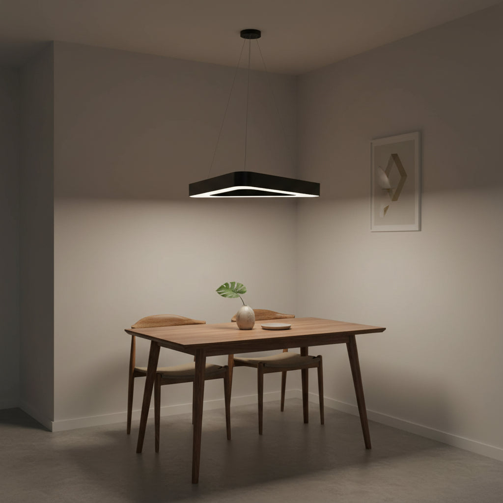 Lustra LED suspendata ANGLE, 60cm, 25W, Inaltime Reglabila, Lumina Rece, Negru, Metal si Acril