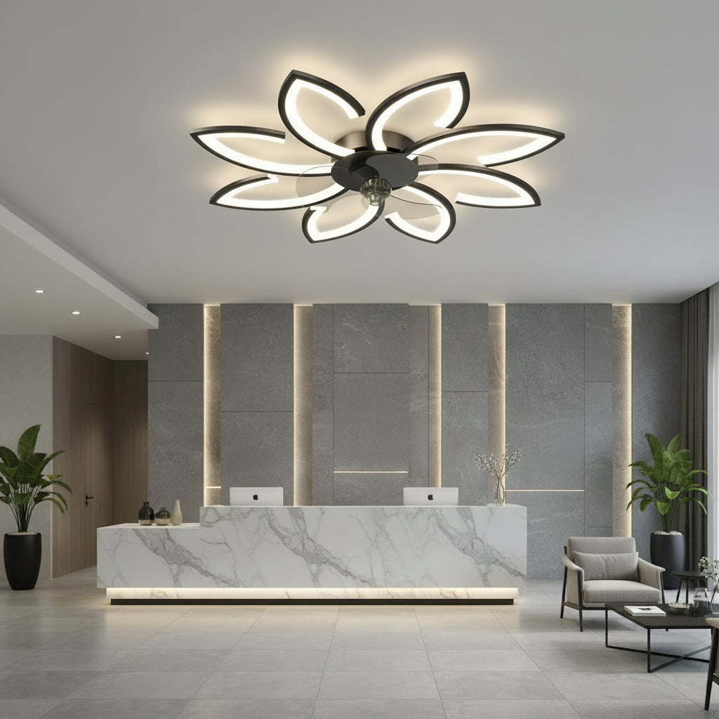 Lustra LED Ventilator ANEMO cu Telecomanda, 47W, D87cm, Lumina Rece/Neutra/Calda, Metal si Plastic, Negru