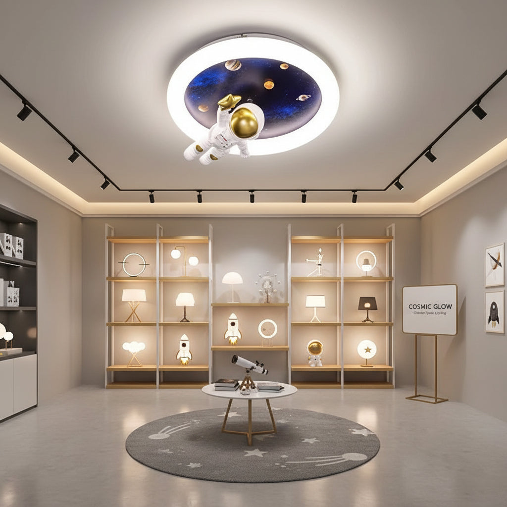 Lustra LED ASTRONAUT cu telecomanda, 51W, lumina Rece/Calda/Neutra, Alb Albastru