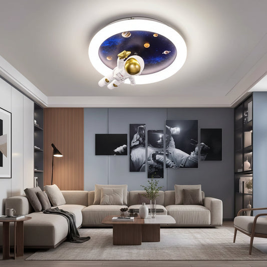 Lustra LED ASTRONAUT cu telecomanda, 51W, lumina Rece/Calda/Neutra, Alb Albastru