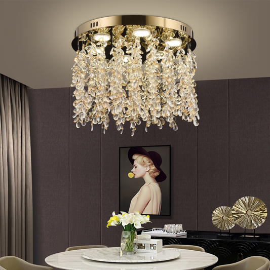 Candelabru LED Cristal LLC213/400GD Rotund, 22W, Lumina Rece/Calda/Neutra, Cristal, Auriu Candelabre Cristal Default Title Alessandro Design