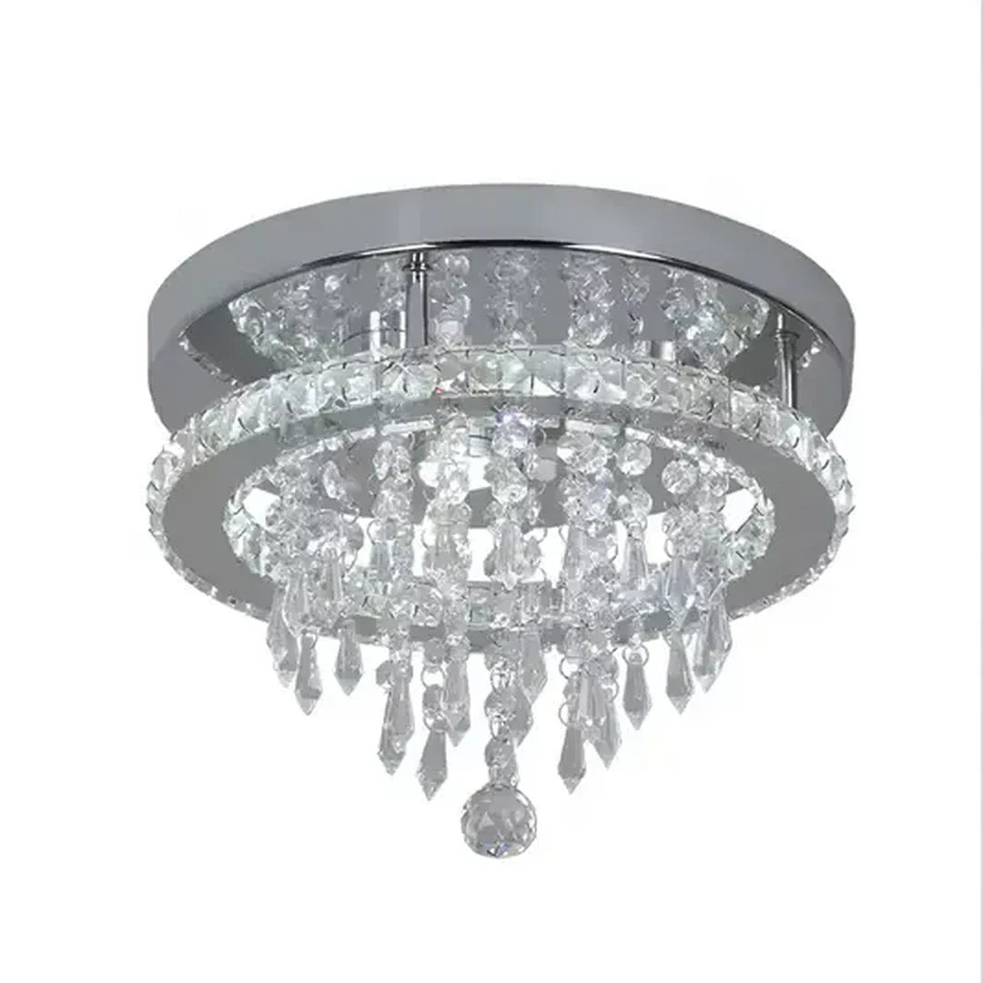 Candelabru LED Alberico Rotund, 20W, Lumina Rece/Calda/Neutra, Cristal, Crom Lucios