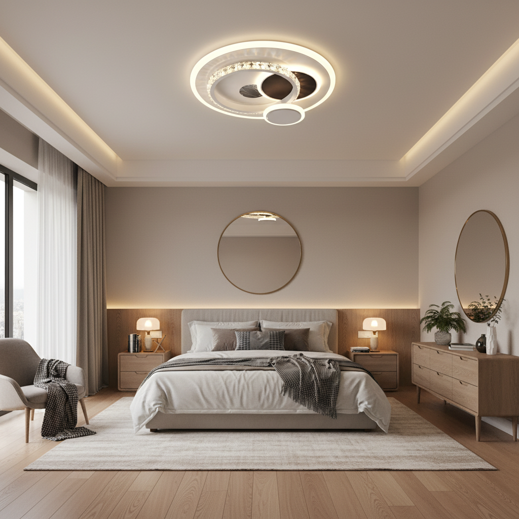 Lustra LED cu cristal HELIOX, 37W, 4 Cercuri, lumina Rece/Calda/Neutra, Negru Lustre LED Default Title Alessandro Design