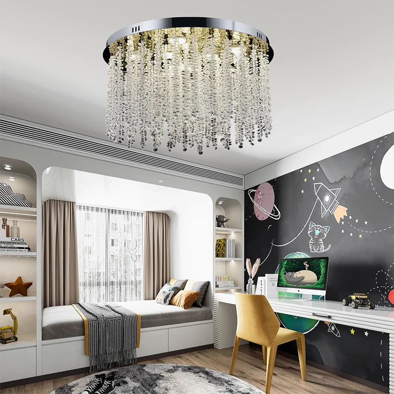 Candelabru LED Cristal LLC215/400WH Rotund, 22W, Lumina Rece/Calda/Neutra, Cristal, Auriu