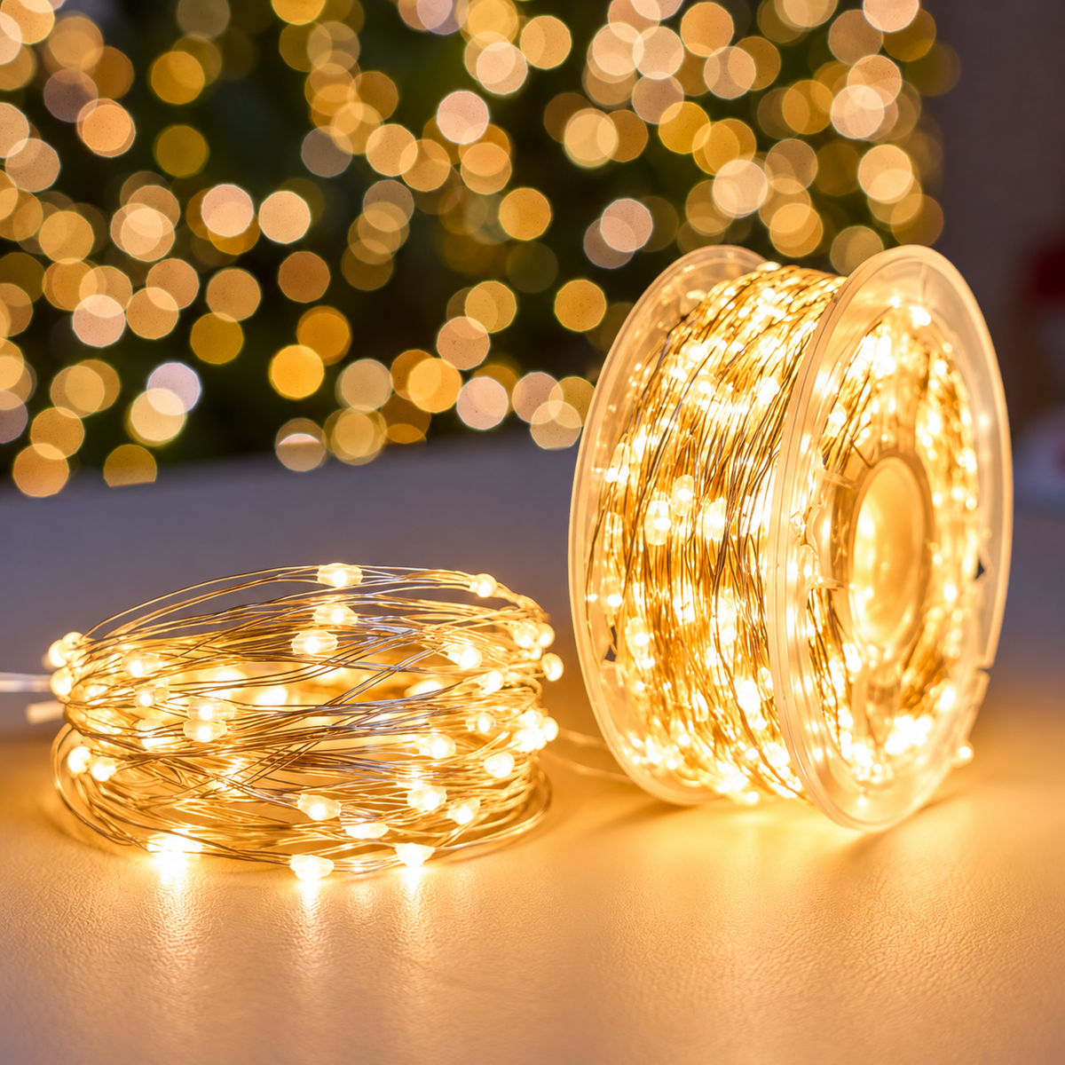 Instalatie de Craciun Liniara cu Fir Argintiu si Telecomanda, Lumina Calda, 10,000cm, 1000 LED-uri, IP44
