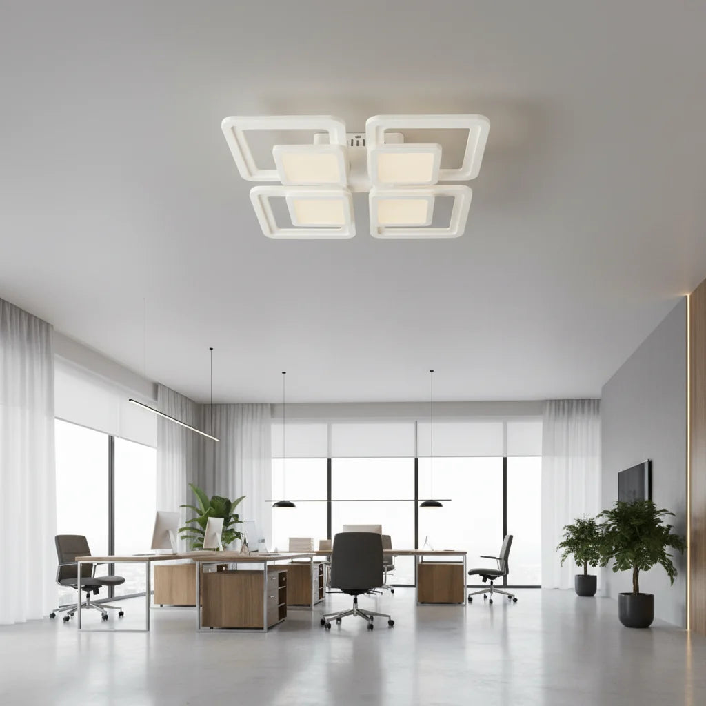 Lustra LED cu telecomanda SUSAN 96W, 4 Patrate, lumina Rece/Calda/Neutra, Dimabila, Alb Lustre LED cu Telecomanda Default Title Alessandro Design